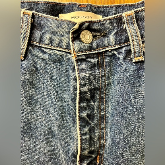 Moussy Raw Hem High Rise Cropped Denim Jeans Tapered Leg 25 - Picture 4 of 12